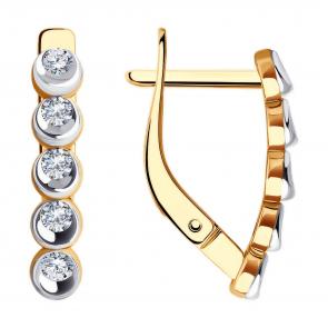 Золотые серьги Diamant с фианитом 51-120-02373-1 фото