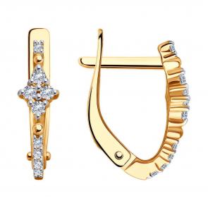 Золотые серьги Diamant с фианитом 51-120-02399-1 фото