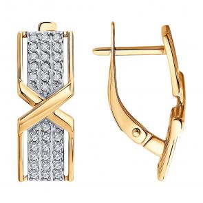 Золотые серьги Diamant с фианитом 51-120-02402-1 фото