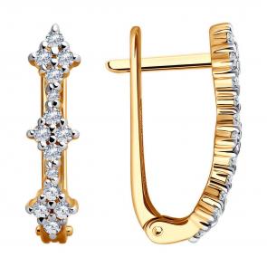 Золотые серьги Diamant с фианитом 51-120-02440-1 фото