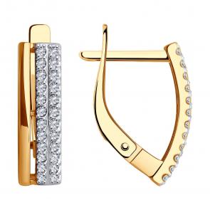 Золотые серьги Diamant с фианитом 51-120-02460-1 фото