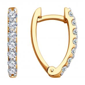 Золотые серьги Diamant с фианитом 51-120-02482-1 фото