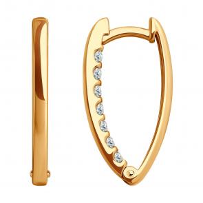 Золотые серьги-трансформеры Diamant с фианитом 51-120-02499-1 фото