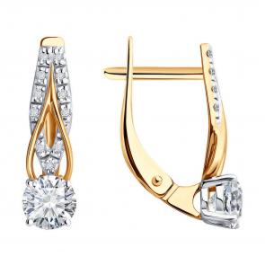 Золотые серьги Diamant с фианитом 51-120-02515-1 фото