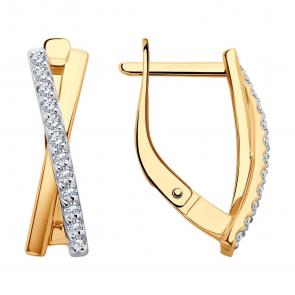 Золотые серьги Diamant с фианитом 51-120-02565-1 фото