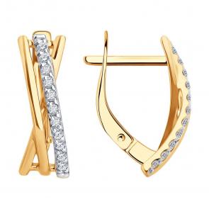 Золотые серьги Diamant с фианитом 51-120-02611-1 фото
