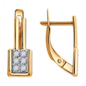 Золотые серьги Diamant с фианитом 51-120-02661-1 фото