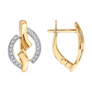 Золотые серьги Diamant с фианитом 51-120-02698-1 фото