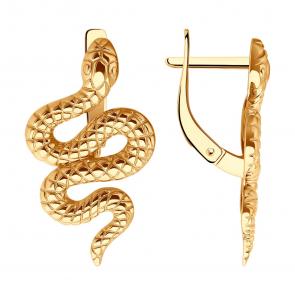 Золотые серьги Символ года Змея Diamant 51-120-02719-1 фото