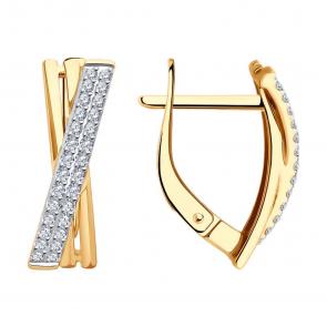 Золотые серьги Diamant с фианитом 51-120-02732-1 фото