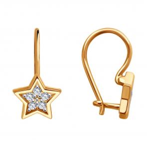 Золотые серьги Diamant с фианитом 51-120-02764-1 фото