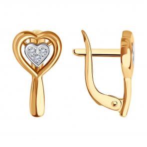 Золотые серьги Diamant с фианитом 51-120-02773-1 фото