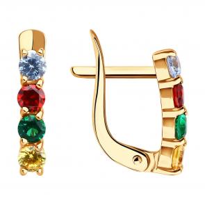 Золотые серьги Diamant с фианитом 51-120-02782-1 фото