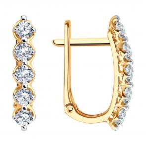 Золотые серьги Diamant с фианитом 51-120-02785-1 фото