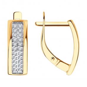 Золотые серьги Diamant с фианитом 51-120-02801-1 фото