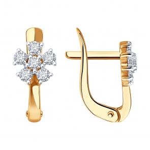 Золотые серьги Diamant с фианитом 51-120-02802-1 фото