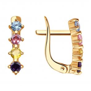 Золотые серьги Diamant с фианитом 51-120-02803-1 фото