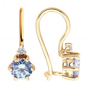 Золотые серьги Diamant с фианитом 51-120-02810-1 фото