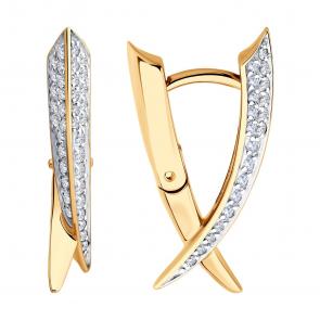 Золотые серьги Diamant с фианитом 51-120-02811-1 фото