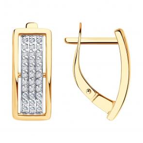 Золотые серьги Diamant с фианитом 51-120-02814-1 фото