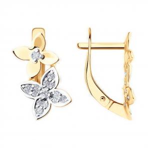 Золотые серьги Diamant с фианитом 51-120-02818-1 фото