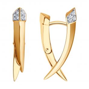Золотые серьги Diamant с фианитом 51-120-02821-1 фото