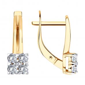 Золотые серьги Diamant с фианитом 51-120-02822-1 фото