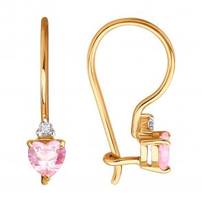 Золотые серьги Diamant с фианитом 51-120-02845-1 фото