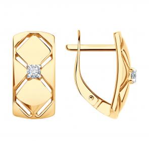 Золотые серьги Diamant с фианитом 51-120-02851-1 фото