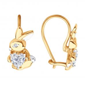 Золотые серьги Diamant с фианитом 51-120-02852-1 фото