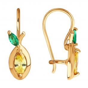 Золотые серьги Diamant с фианитом 51-120-02857-1 фото