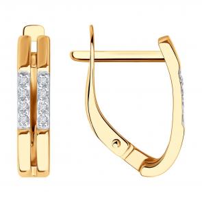 Золотые серьги Diamant с фианитом 51-120-02861-1 фото