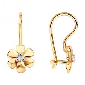 Золотые серьги Diamant с фианитом 51-120-02863-1 фото