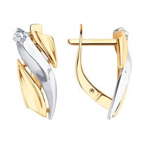 Золотые серьги Diamant с фианитом 51-120-02864-1 фото