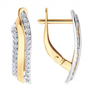 Золотые серьги Diamant с фианитом 51-120-02868-1 фото