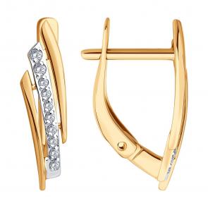 Золотые серьги Diamant с фианитом 51-120-02875-1 фото