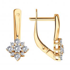 Золотые серьги Diamant с фианитом 51-120-02877-1 фото