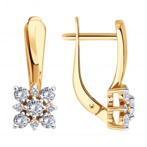 Золотые серьги Diamant с фианитом 51-120-02879-1 фото
