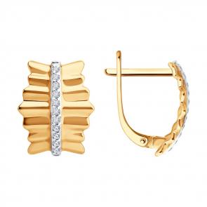 Золотые серьги Diamant с фианитом 51-120-02902-1 фото