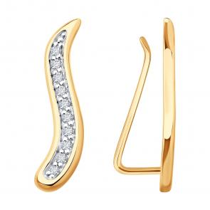 Золотые серьги Diamant с фианитом 51-120-02905-1 фото