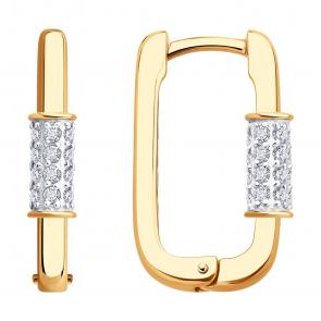 Золотые серьги Diamant с фианитом 51-120-02928-1 фото