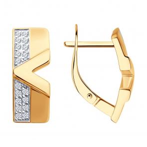Золотые серьги Diamant с фианитом 51-120-02978-1 фото