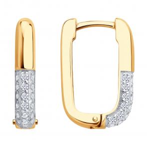 Золотые серьги Diamant с фианитом 51-120-02981-1 фото