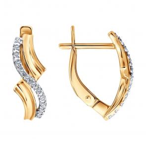 Золотые серьги Diamant с фианитом 51-120-03007-1 фото