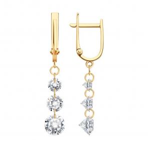 Золотые серьги Diamant с фианитом 51-121-00480-1 фото