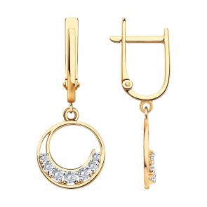 Золотые серьги Diamant с фианитом 51-121-01381-1 фото