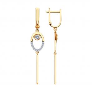 Золотые серьги Diamant с фианитом 51-121-01981-1 фото