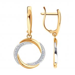 Золотые серьги Diamant с фианитом 51-121-02306-1 фото