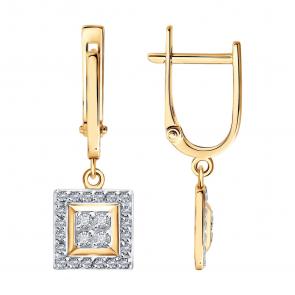 Золотые серьги Diamant с фианитом 51-121-02427-1 фото