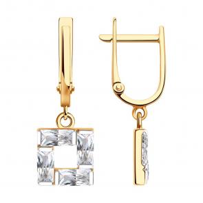 Золотые серьги Diamant с фианитом 51-121-02921-1 фото